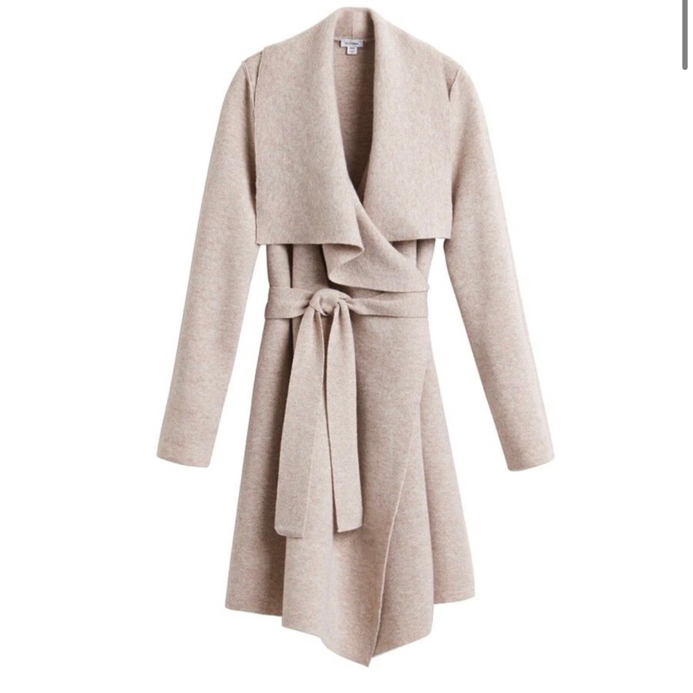 CUYANA Wool Cashmere Short Wrap Coat